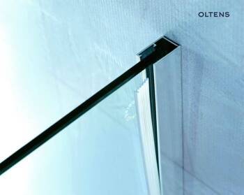 Drzwi prysznicowe Oltens Disa 120 cm chrom szkło przezroczyste wnękowe wszechstronne z powłoką SmartClean co czyni je odporne na zabrudzenia 