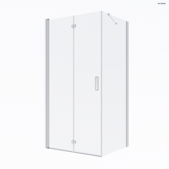Kabina prysznicowa 100 x 80 cm Oltens Trana prostokątna drzwi ze ścianką elegancki prysznic ze składanymi drzwiami ze szkła hartowanego