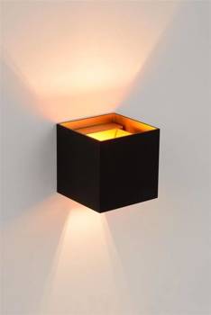 Kinkiet ścienny Lucide Xio czrny złoty nowoczesna designerska lampa ścienna do salonu przedpokoju lub sypialni