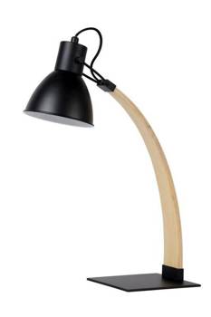 Lampa stojąca Lucide CURF czarna jasne drewno biurkowa