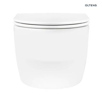 Miska WC Oltens Holsted PureRim biały klasyczna toaleta wisząca bez kołnierza z podwójnym spłukiwaniem