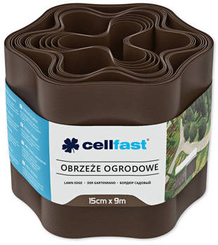 Obrzeże ogrodowe brązowe Cellfast 15 cm x 9,0 m zapobiega przerastaniu trawy wykonane z wodoodpornego elastycznego tworzywa