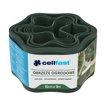 Obrzeże ogrodowe ciemnozielone Cellfast 10 cm x 9,0 m zapobiega przerastaniu trawy wykonane z wodoodpornego elastycznego tworzywa