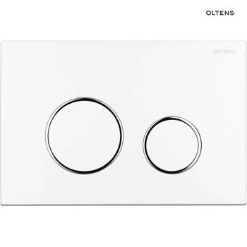 Przycisk spłukujący Oltens Lule biały chrom biały przycisk spłukujący do WC niezawodny odporny na przebarwienia