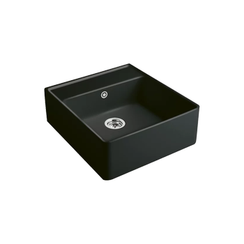 Zlew ceramiczny Villeroy & Boch Sink Unit 632061S5 S5 Ebony czarny matowy farmerski zlewozmywak jednokomorowy z ociekaczem odporny na uszkodzenia CeramicPlus